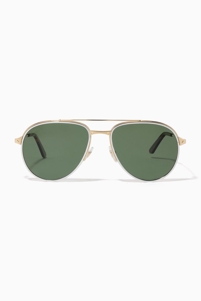 

Two-tone Pilot Sunglasses in Metal, Gold
