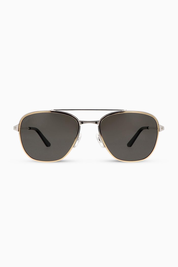 

Two-tone Pilot Sunglasses in Titanium & Metal, Silver