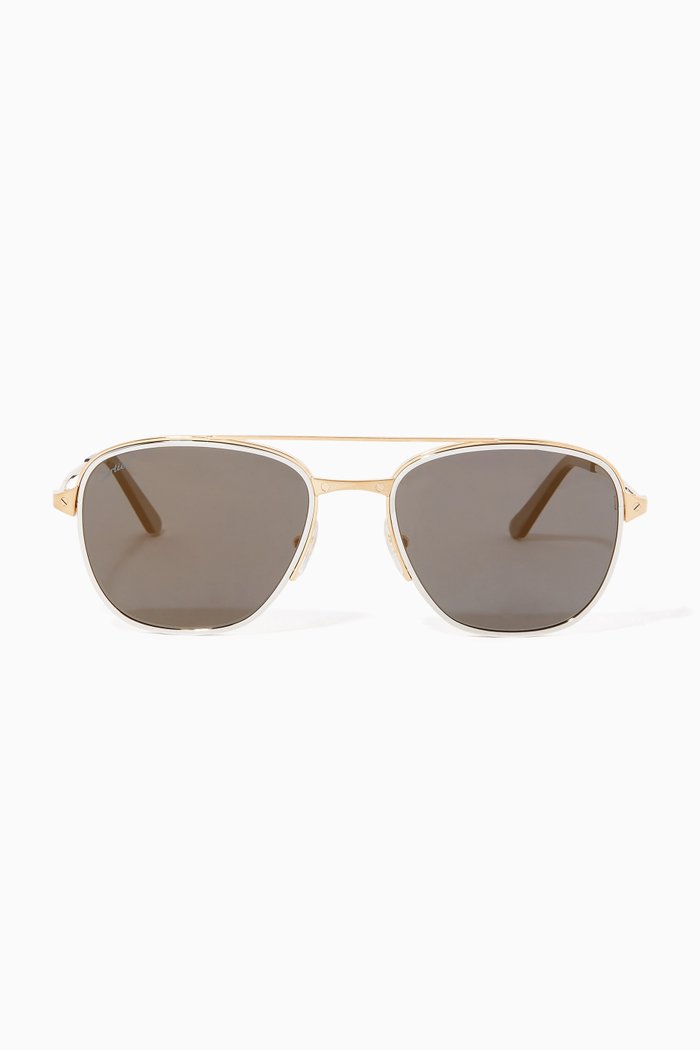 

Two-tone Pilot Sunglasses in Titanium & Metal, Gold