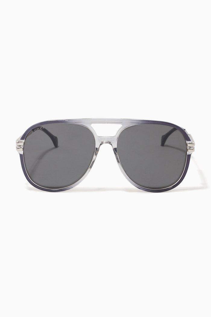 

Navigator Frame Sunglasses in Acetate & Metal, Grey