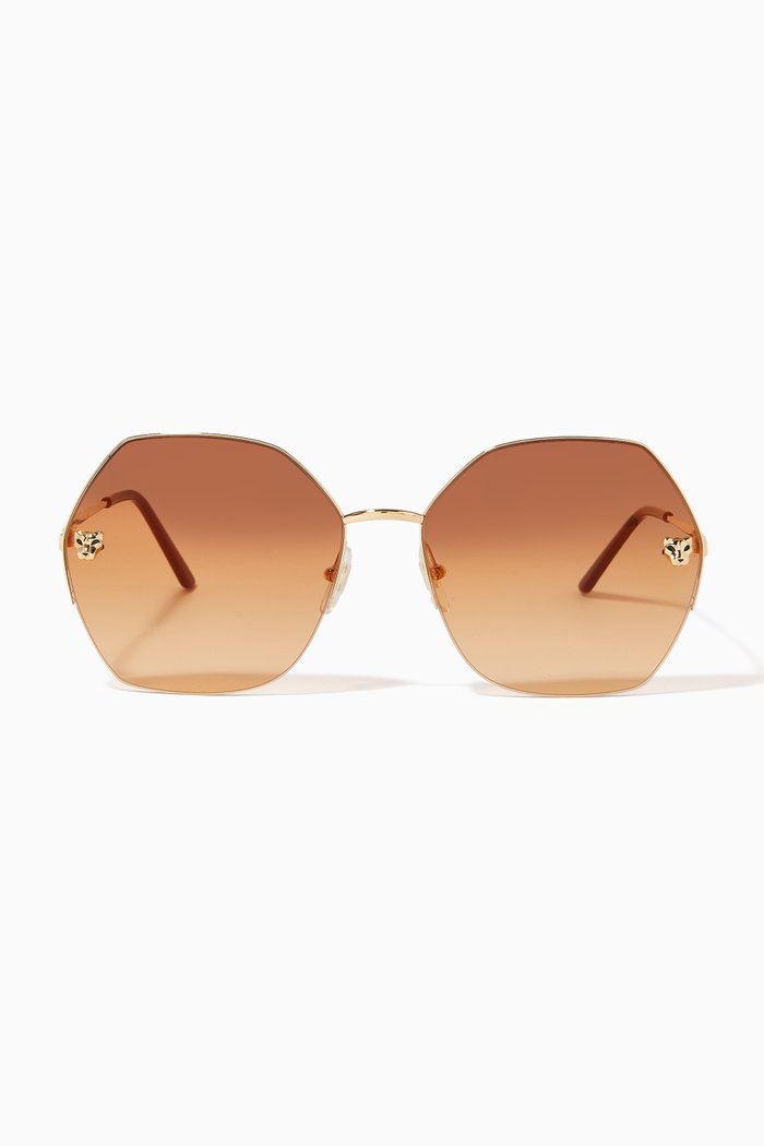 

Panthère de Cartier Round Sunglasses in Metal, Gold