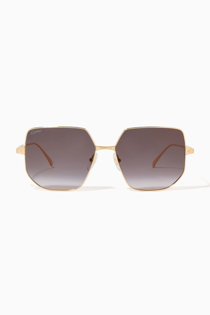 

Santos de Cartier Oversized Sunglasses in Metal, Gold