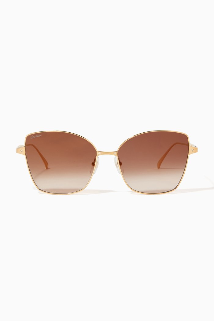 

Santos de Cartier Cat-eye Sunglasses in Metal, Brown