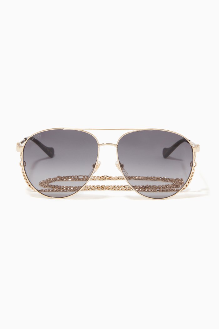 

Aviator Frame Sunglasses in Metal, Gold
