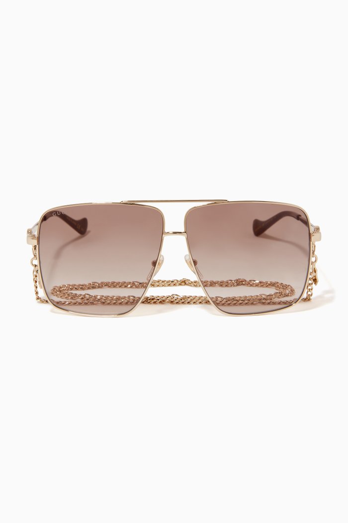 

Aviator Frame Sunglasses in Metal, Brown