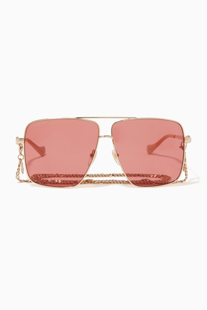 

Aviator Frame Sunglasses in Metal, Orange