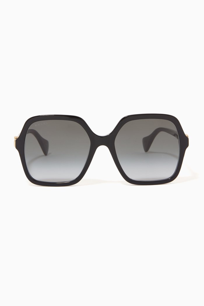 

Square Frame Sunglasses in Acetate, Black