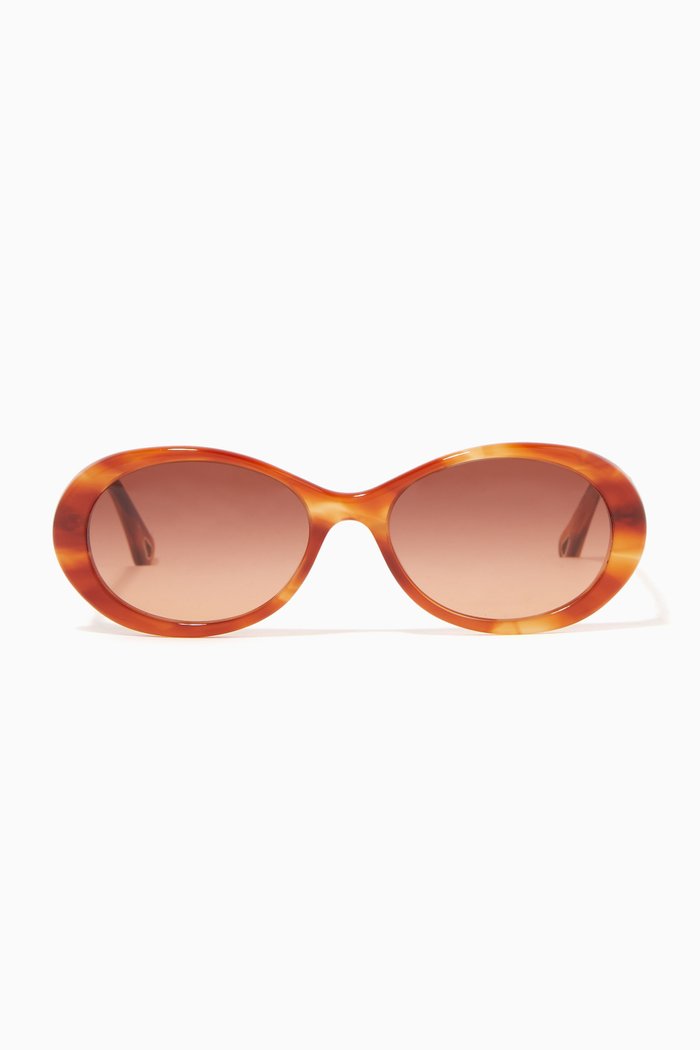 Oval Sunglasses in Bio Acetate, Brown