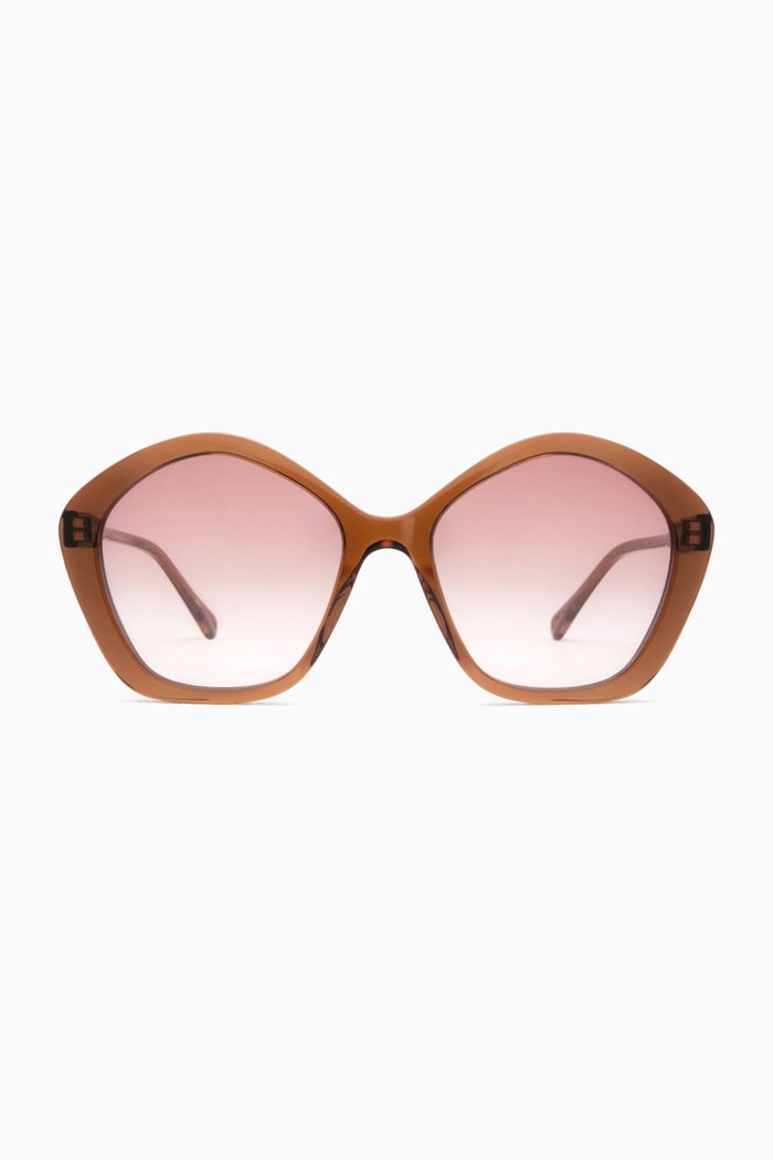 

Oversized Round Sunglasses in Acetate, Brown