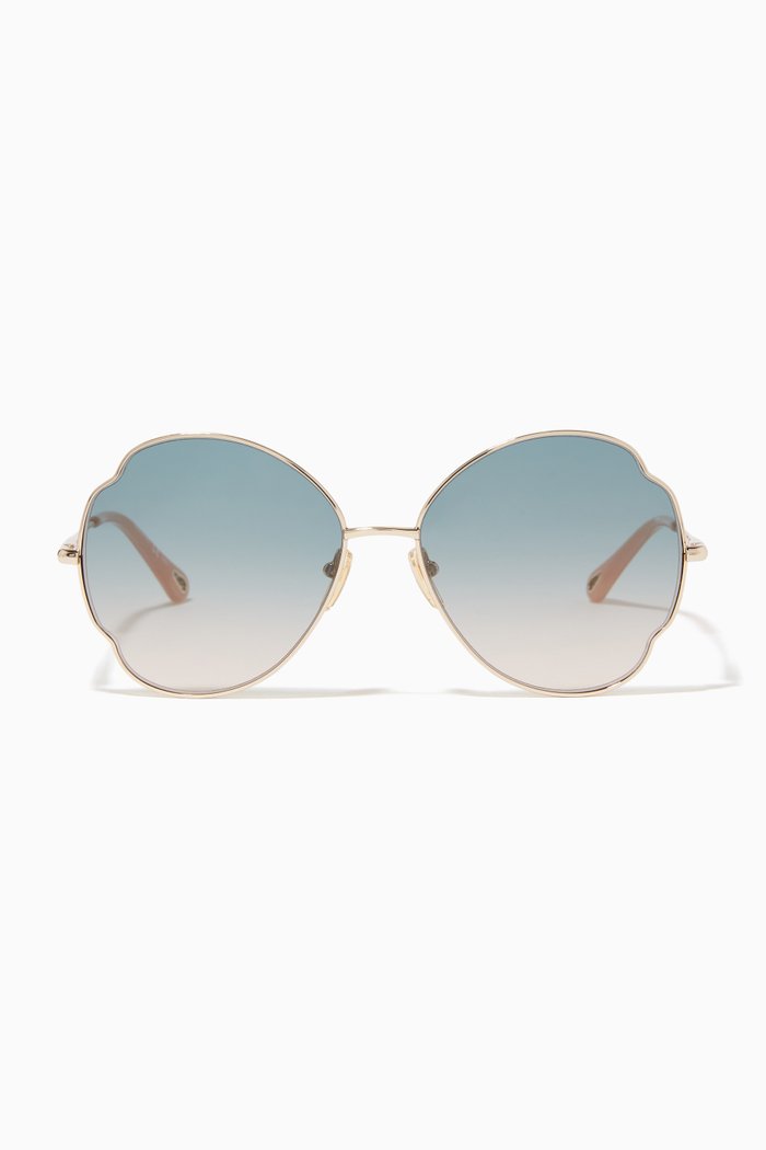 Round Sunglasses in Metal, Gold