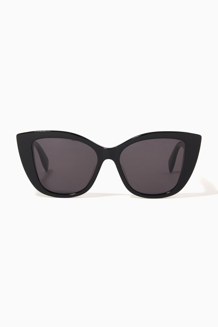 

McQueen Graffiti Cat Eye Sunglasses, Black