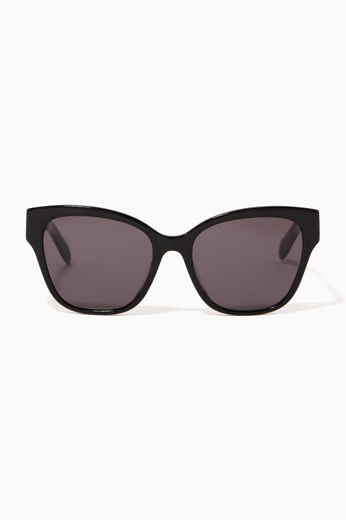 

McQueen Graffiti Cat Eye Sunglasses, Black