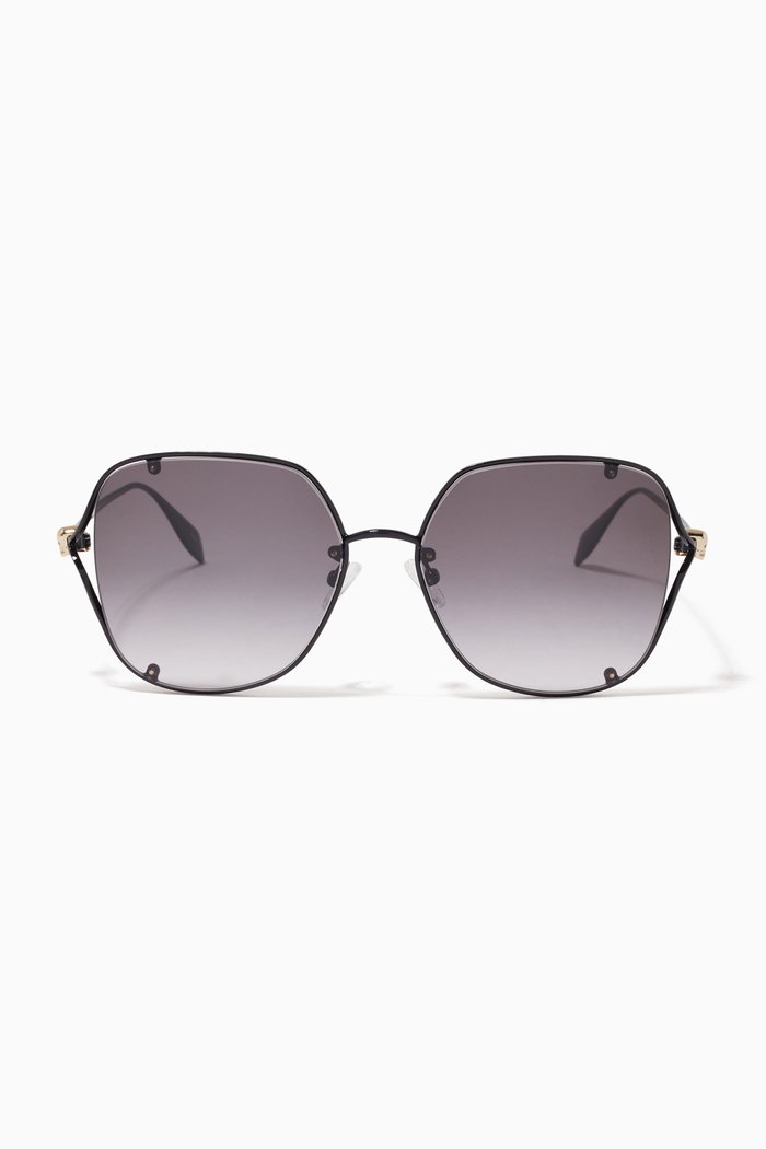 

Skull Hinge Square Sunglasses, Black