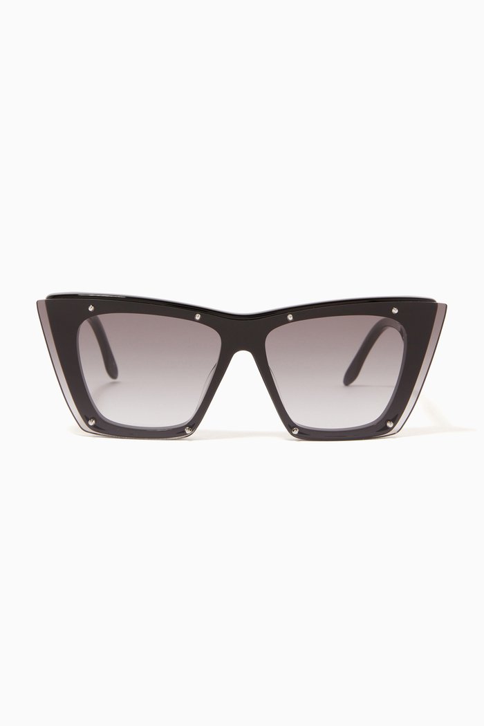 Studs Cat Eye Sunglasses in Acetate, Black