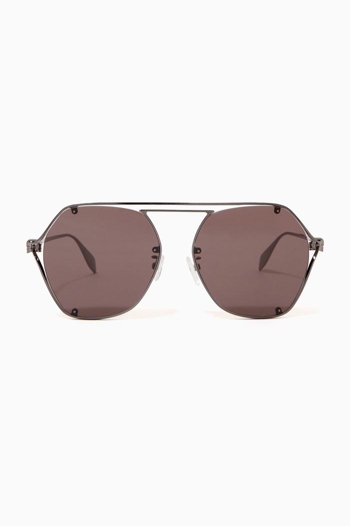 

Skull Hinge Round Sunglasses, Grey