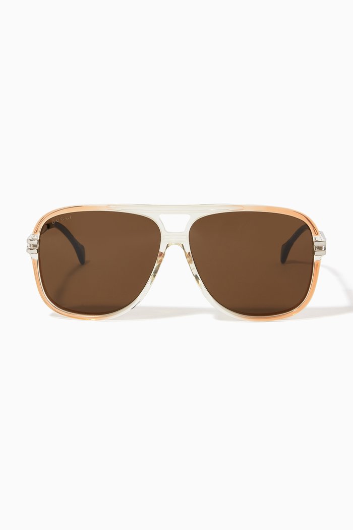 

Oversized Pilot Frame Sunglasses in Acetate & Metal, Multicolour