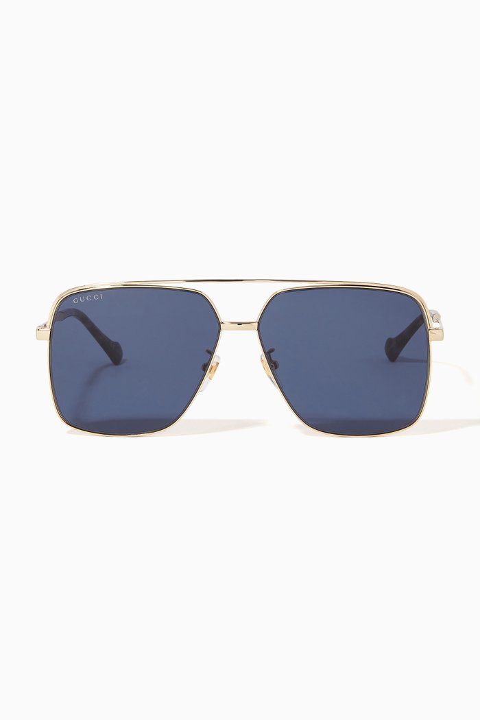 

Pilot Frame Sunglasses in Metal, Gold