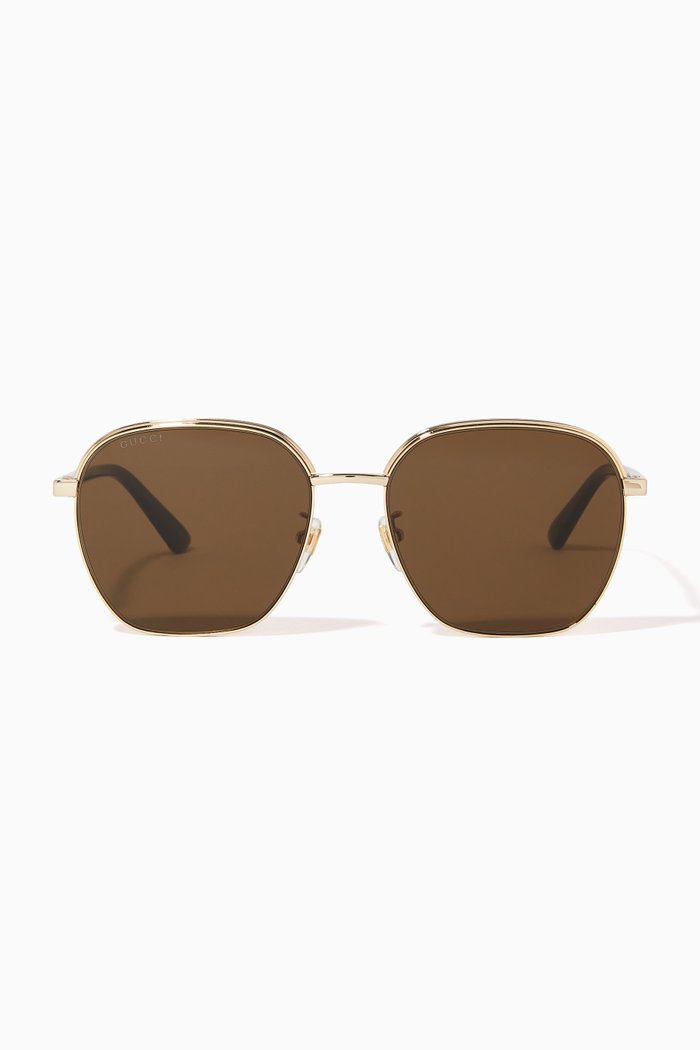 

Square Frame Sunglasses in Metal, Gold