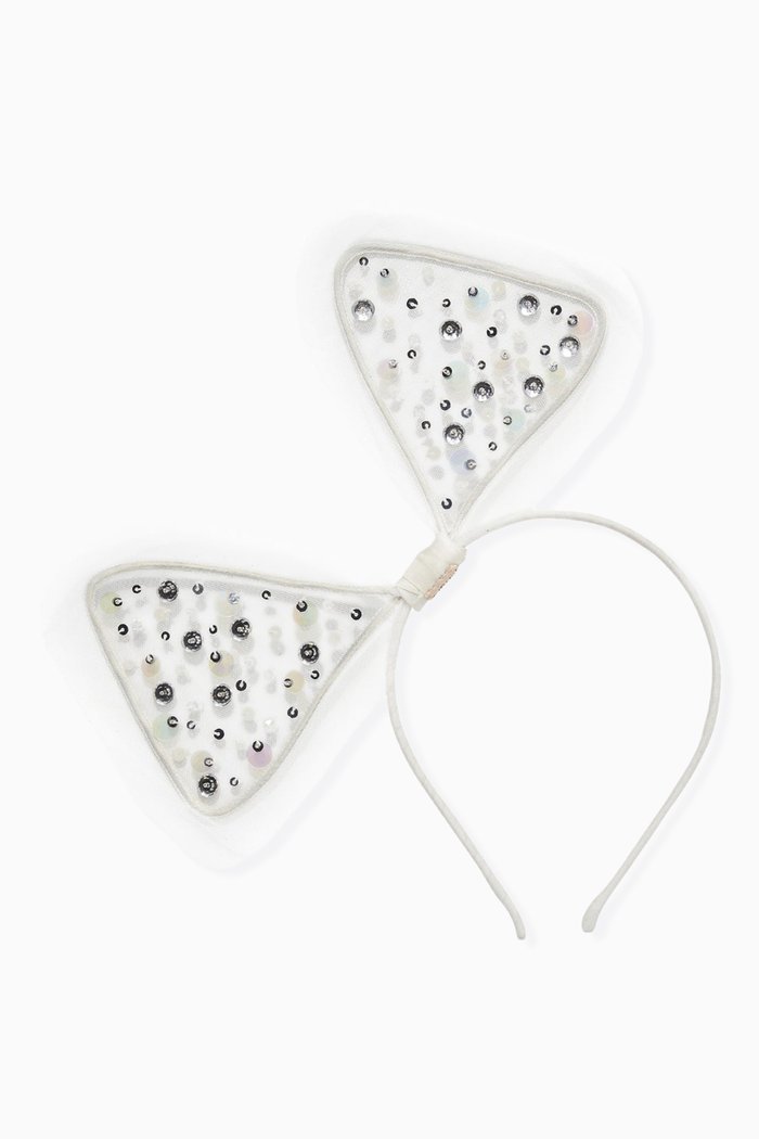 Agate Bow Headband, White