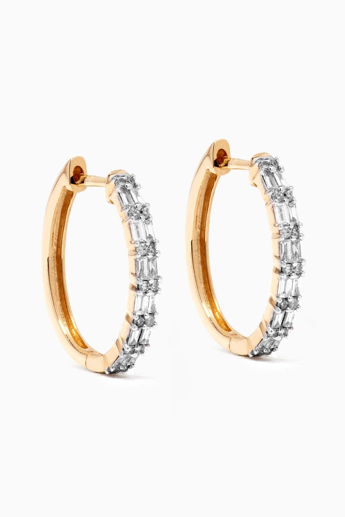 

Code Diamond Hoop Earrings in 10kt Yellow Gold