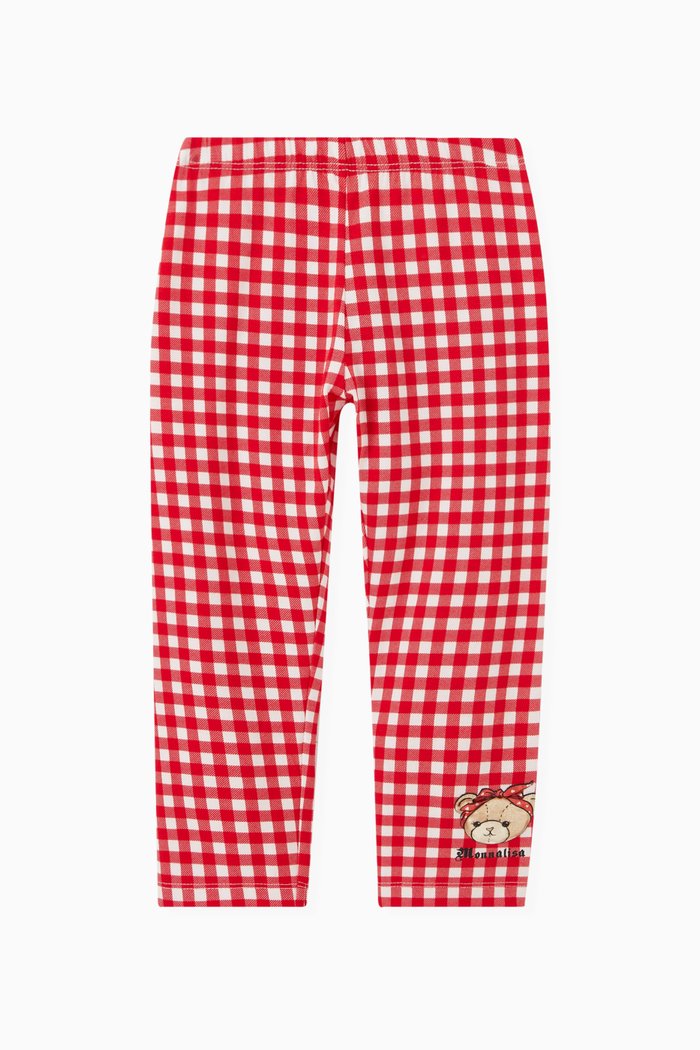 

Check Print Leggings in Cotton, Red