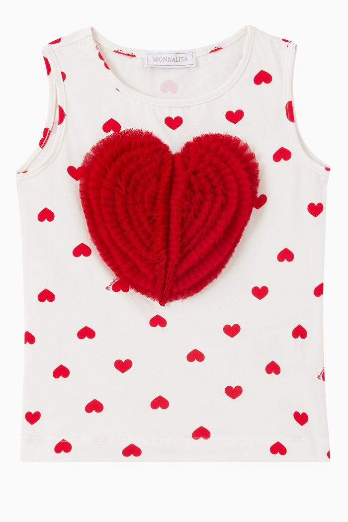 

Maxi Heart Camisole in Tulle, White