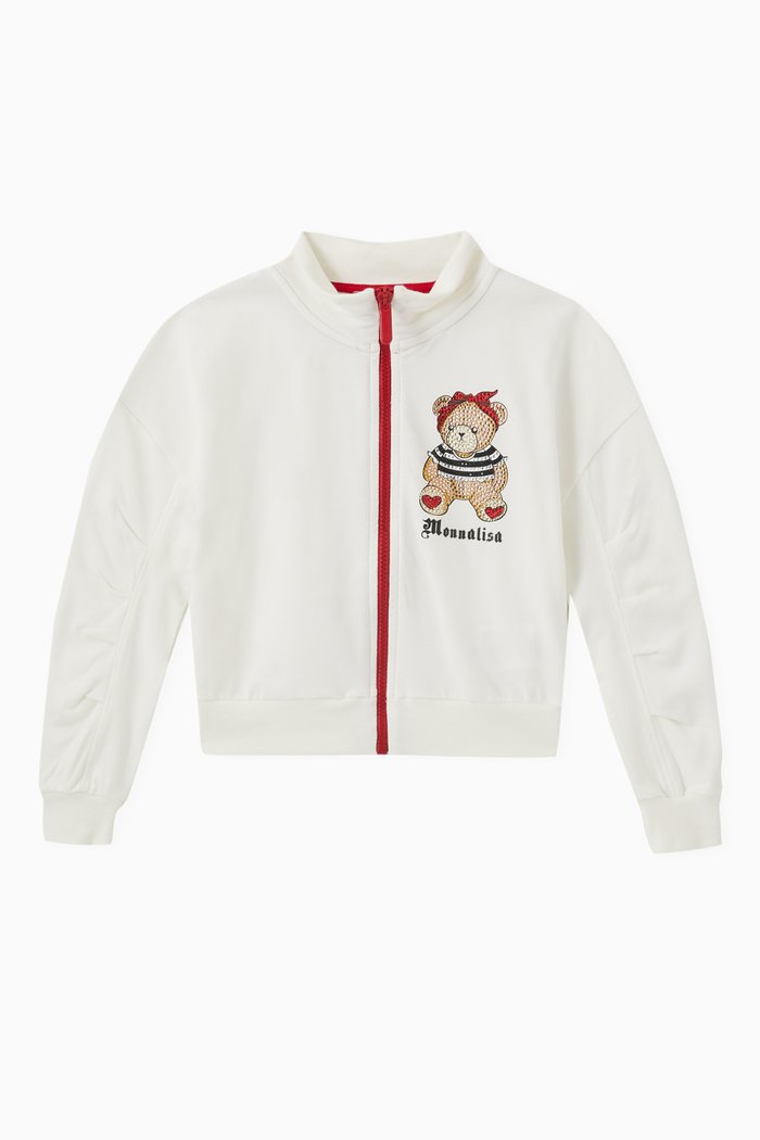 

Teddy Print Sweatshirt in Cotton, White