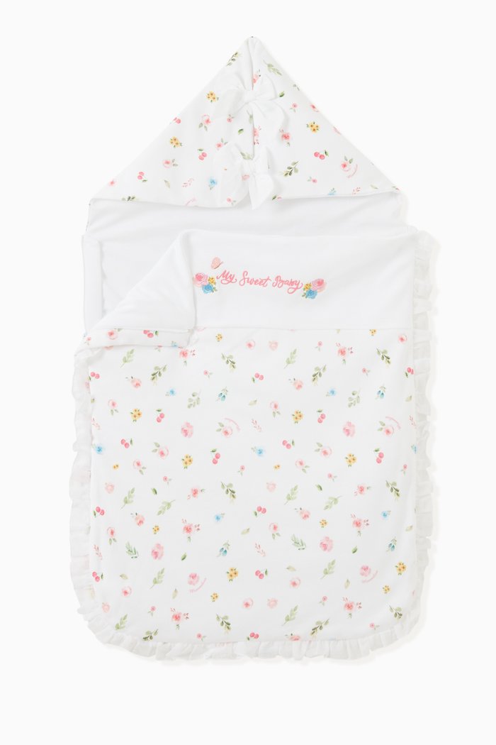 

Flower and Cherry Print Sleeping Bag, White