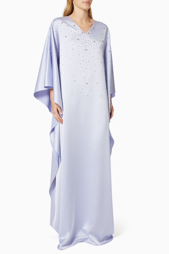 

Istanbul Daisy Dress in Satin Crepe, Purple