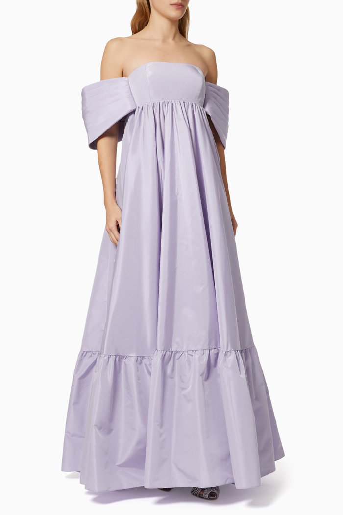 

Beste Off-Shoulder Gown in Taffeta, Purple