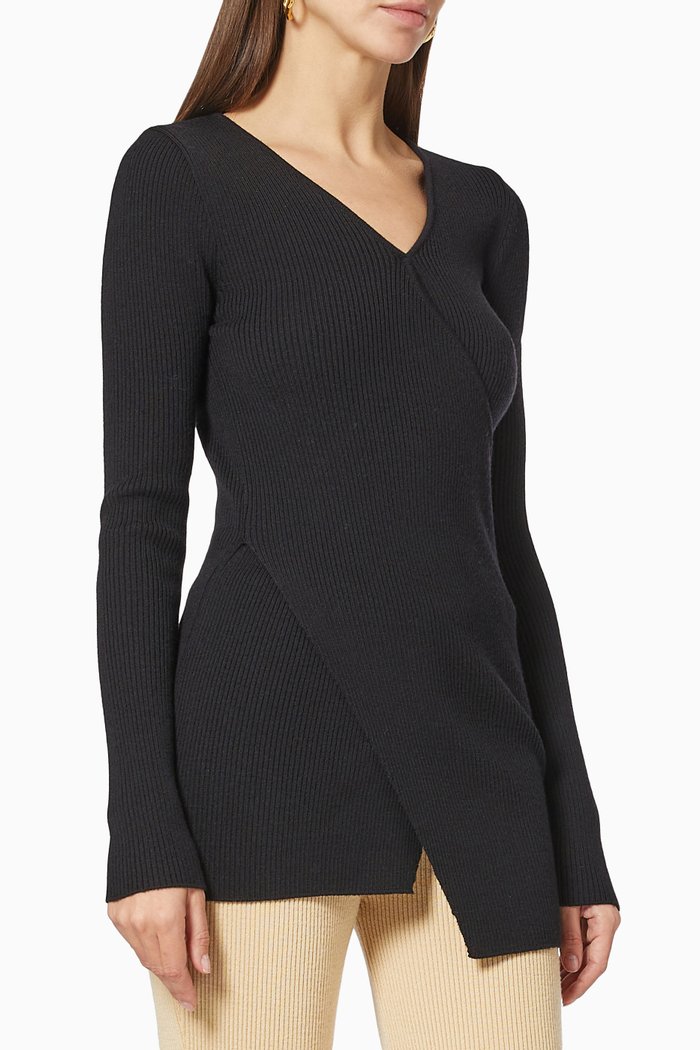 

Unbalance Asymmetric Ribbed Top, Black