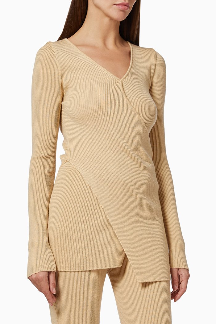 

Unbalance Asymmetric Top in Ribbed Knit, Neutral