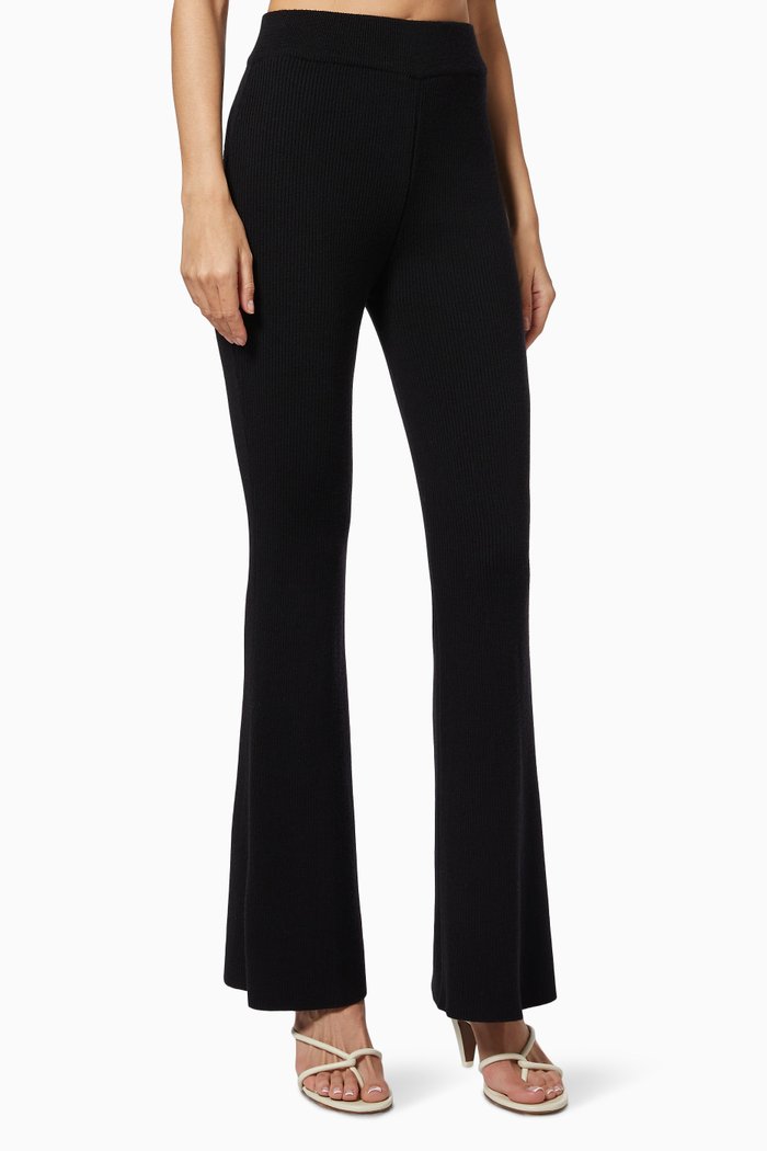 

Flared Knit Pants in Wool Knit, Black