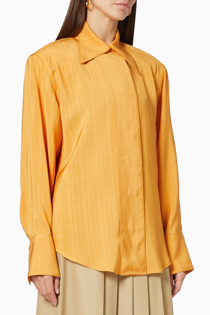 

Oversized Shirt in Rayon, Orange