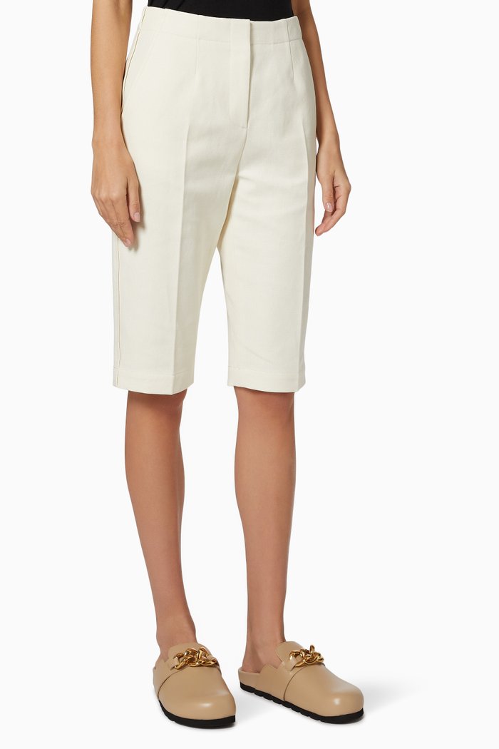 

Slim-Fit Bermuda Shorts in Cotton Blend, Neutral