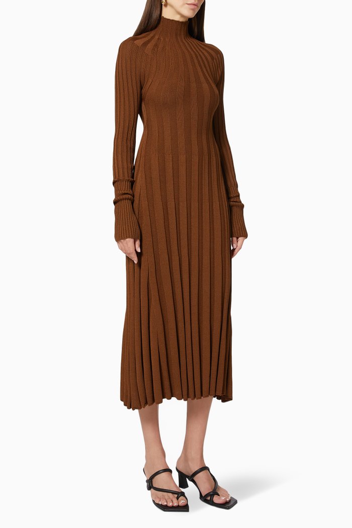 

Ribbed Knit Maxi Dress, Brown