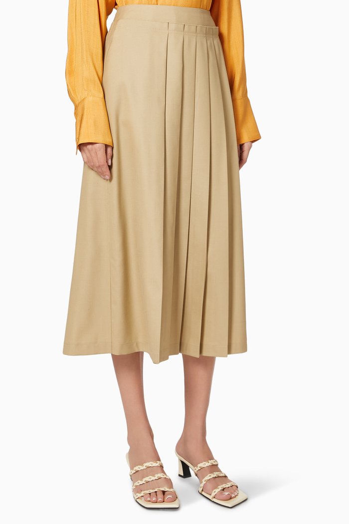 

Pleated Skirt in Wool, Neutral