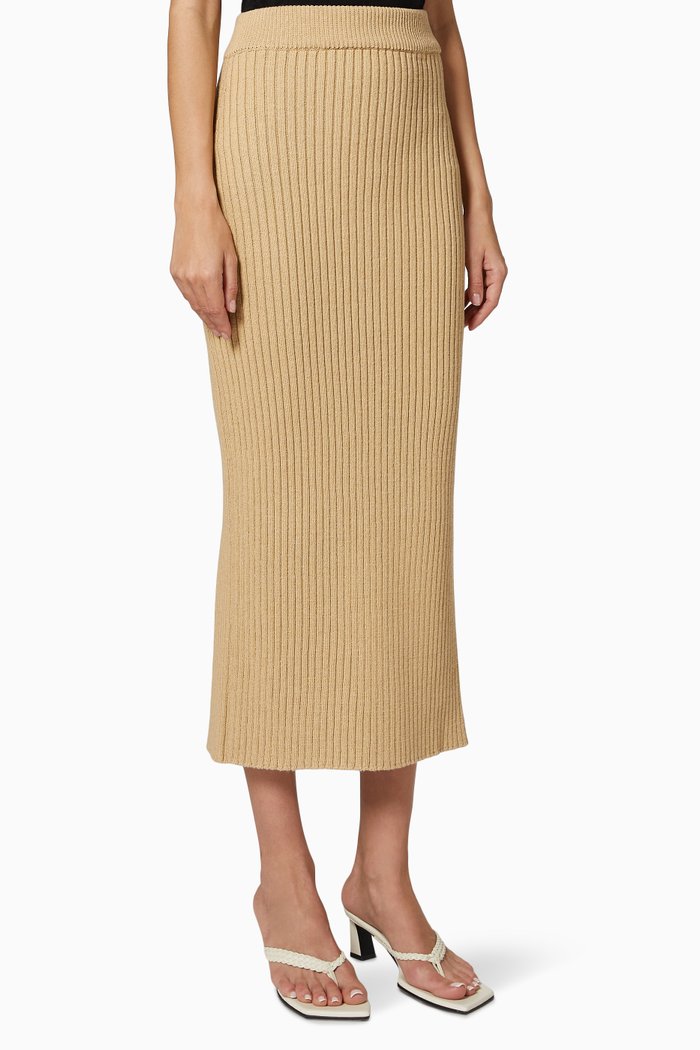 

Ribbed Knit Skirt, Neutral
