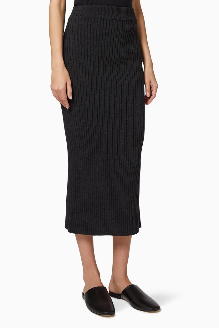 

Ribbed Knit Skirt, Black