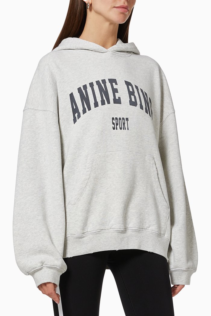 

Harvey Hooded Sweatshirt in Organic Cotton Fleece, Grey