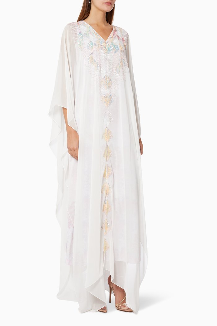 

Embroidered Dress in Chiffon, White