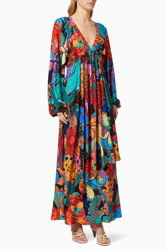 

Cool Leopards V Neck Maxi Dress, Black