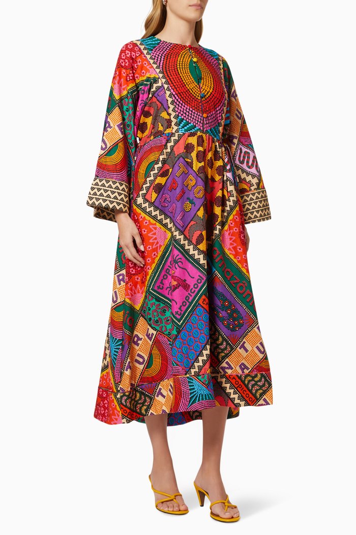 

Dotted Patch Scarf Midi Dress, Multicolour
