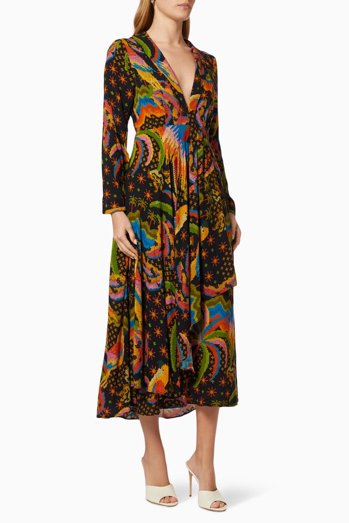

Macaw Island Long Sleeve Maxi Dress, Multicolour