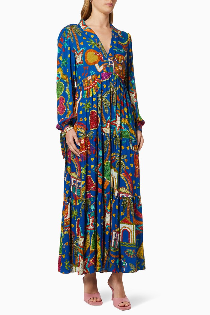 

Folky Party Maxi Dress, Blue