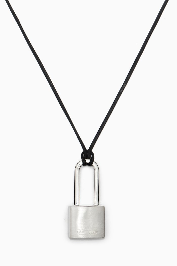 

Small Padlock Necklace in Sterling Silver & Leather