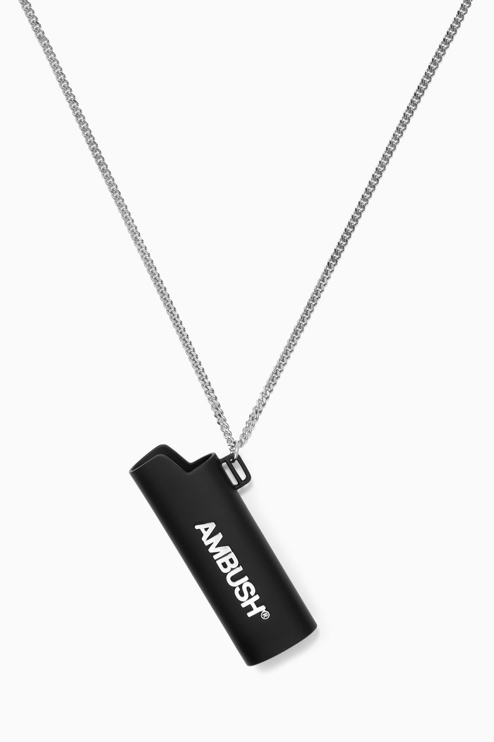 

Lighter Case Necklace in Sterling Silver, Black