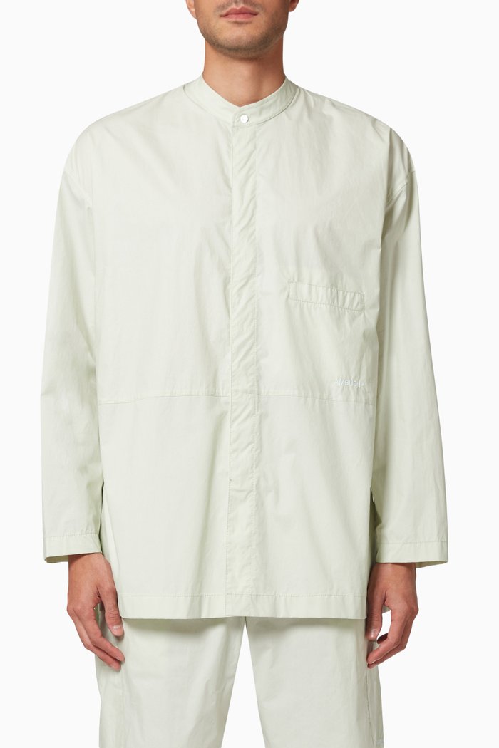 

Stand Collar Shirt in Viscose Blend, Green