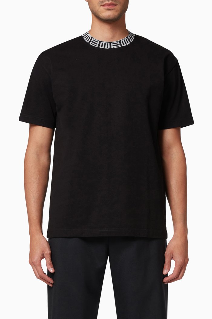 Monogram Collar T Shirt in Cotton, Black