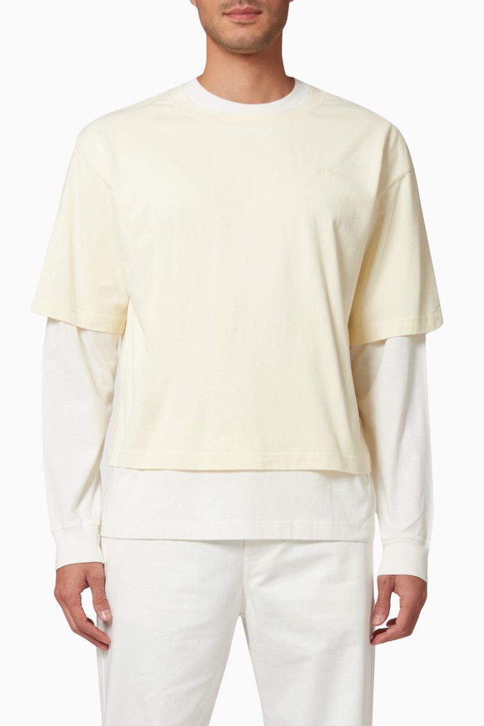 Layered T-shirt in Cotton, White